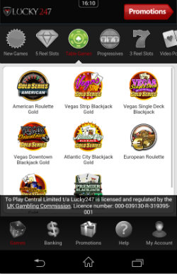 Play online Blackjack and Roulette at Lucky247 Mobile Casino