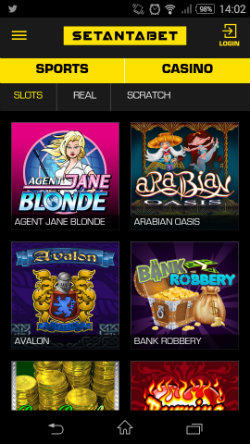 Play mobile slots at Setantabet Mobile Casino