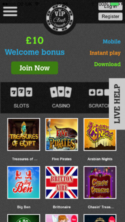 Play online casino games on the VIP Club Casino iOS App