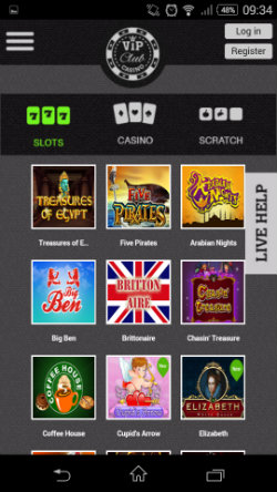 Play video slots at VIP Club Mobile Casino