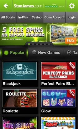 Stan James Mobile Casino - Play progressive jackpots such as Mega Fortune and Mega Moolah