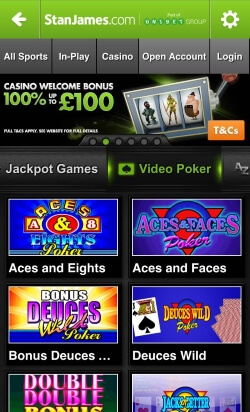 Stan James Mobile Casino - play blackjack, roulette and online slots on your mobile