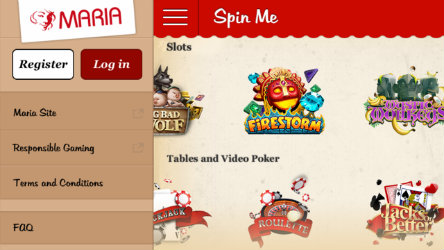 Play mobile slots on the Maria Casino Spin Me app