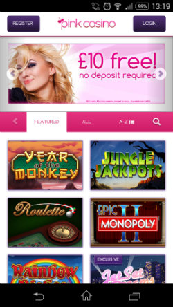 Get casino bonuses & casino rewards at Pink Casino Mobile