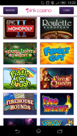 Play progressive jackpots at Pink Casino Mobile