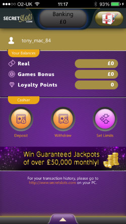 Get SecretSlots Mobile Casino rewards on the SecretSlots Casino App