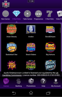 Play slots online at UK Casino Club Mobile