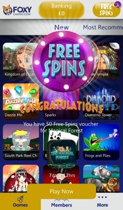 Foxy Casino App | Claim 50 Free Spins on Magical Forest
