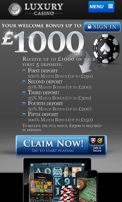 Luxury Mobile Casino | Get up to £1,000 in casino bonuses