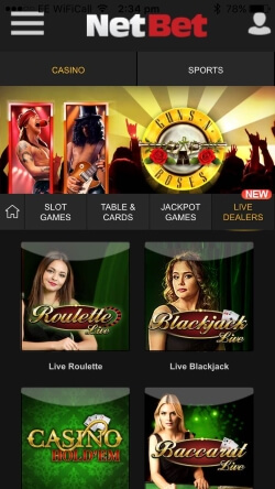 NetBet Casino App | Play live casino games including live blackjack and live roulette