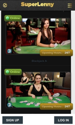 SuperLenny Mobile Casino | Play live blackjack, live roulette, live baccarat and live casino hold'em