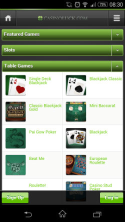 Play online Blackjack and Roulette at Casino Luck Mobile