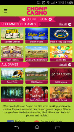 Play mobile slots at Chomp Mobile Casino