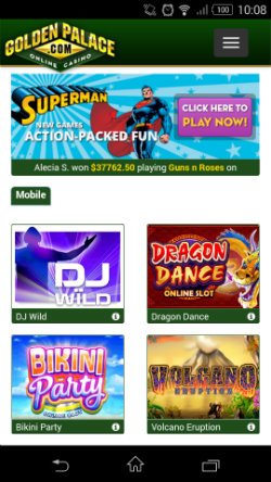 Get casino rewards & casino bonuses at Golden Palace Mobile Casino