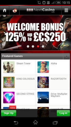 Get casino bonuses and casino rewards at Next Casino Mobile