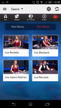 Play live casino games on the PokerStars Casino Android App