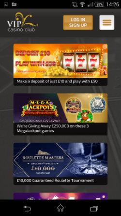 Get casino rewards & casino bonuses VIP Casino Club Mobile