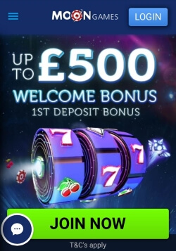 Moon Games Mobile Casino | Receive up to £1,500 in bonus cash