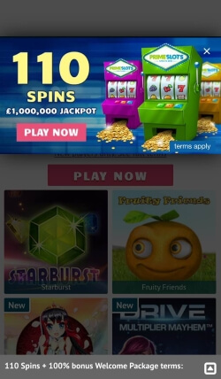 Prime Slots Mobile App | Claim up to £200 free casino bonus