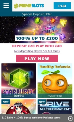 Prime Slots Mobile Casino | Get up to £200 free casino bonus