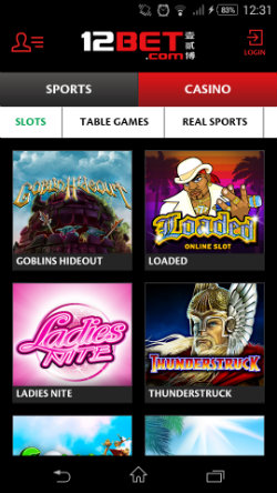Play mobile slots at 12Bet Mobile Casino