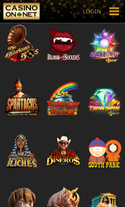 Play slots online at Casino On Net Mobile