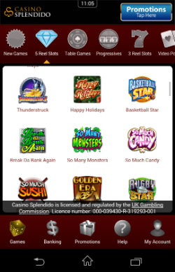 Play slots online at Casino Splendido Mobile