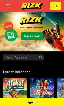 Rizk Mobile Casino | Claim up to £100 in free bonus