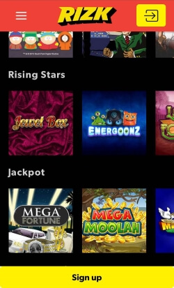 Rizk Mobile Casino | Play progressive jackpots like Mega Moolah