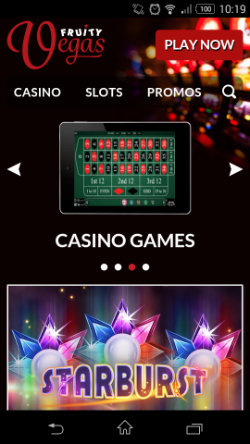 Get casino rewards at Fruity Vegas Mobile Casino