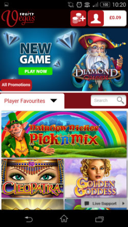 Get casino bonuses at Fruity Vegas Mobile Casino