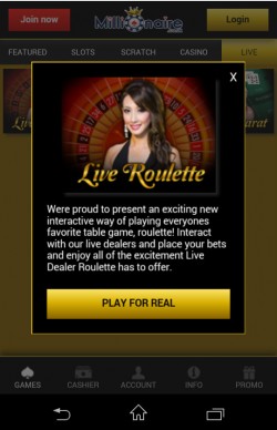 Millionaire Mobile Casino - Live Casino