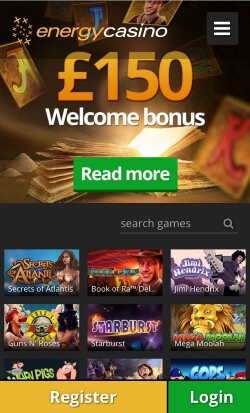 EnergyCasino | Get up to £150 free and 15 free spins