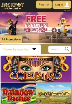 Jackpot Mobile Casino | Get a £5 free casino bonus