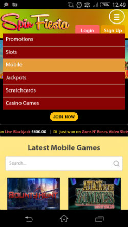 Spin Fiesta Mobile Casino - Casino Bonuses